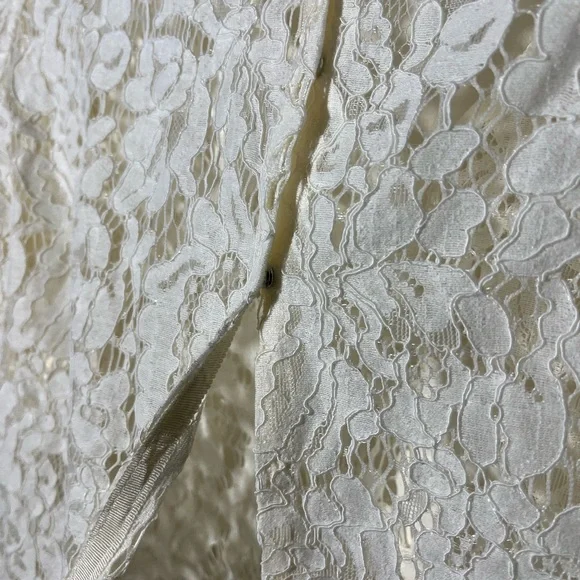 Jenny yoo cream lace cropped bottom back sheer top - Picture 5 of 7